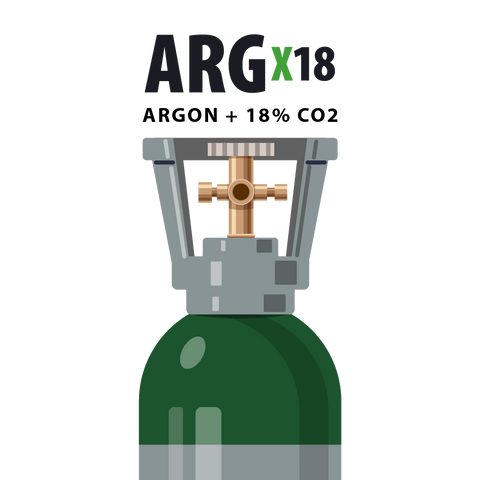 20L Argon + 18% CO2 innihald